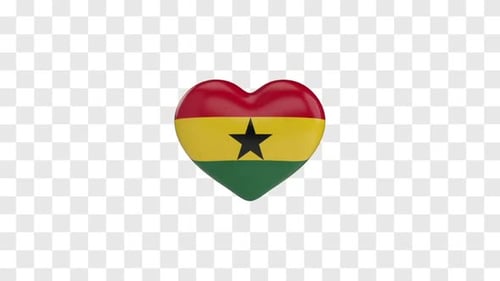 Ghana-Flagge auf einem rotierenden 3D-Herz