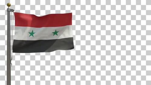 Syrien-Flagge auf Fahnenmast mit Alphakanal