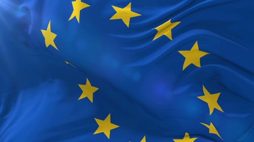 Realistic Waving European Union Flag Seamless Loop