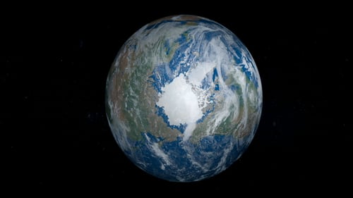 North Pole and Glacial Artic Ocean in Planet Earth