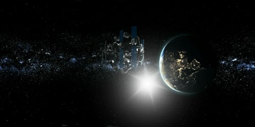 Station spatiale internationale en orbitant autour de la Terre en réalité virtuelle