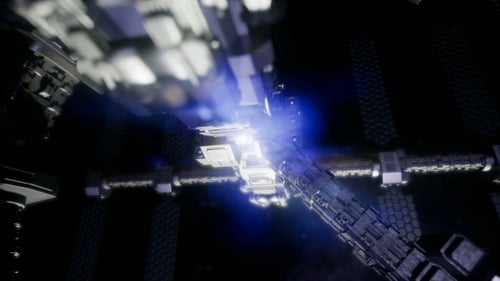 Nave espacial viajando pelo universo