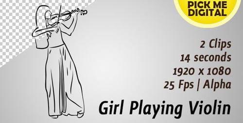 Animated Sketch Drawing of a Violinist Playing Music