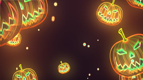 Neon Halloween Pumpkin Background