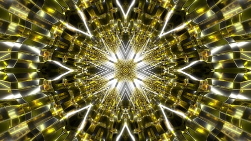 Abstract Golden Geometric Light Tunnel Loop Background