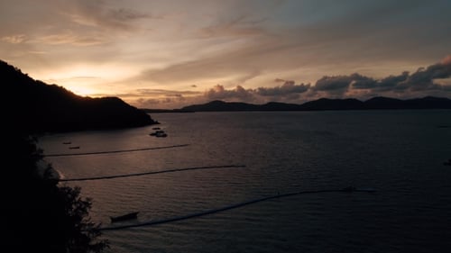 Thailand Coral Island Drone Shot Beautiful Sunset on the Island