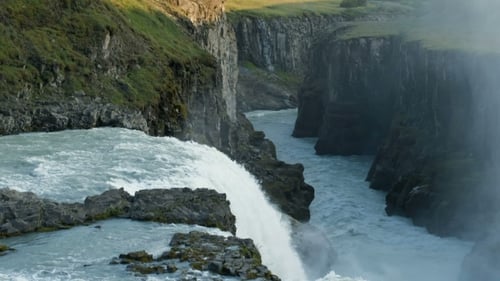 The Most Famoust Icelandic Waterfall, The Golden Falls of Gullfoss, Beautiful on Summer Time