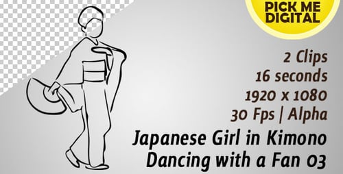 Japanisches Mädchen im Kimono tanzt mit einem Fan 03