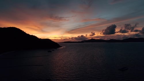 Thailand Coral Island Drone Shot Beautiful Sunset on the Island