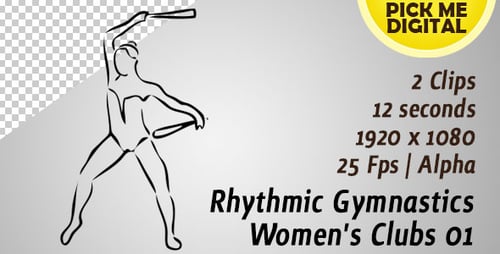 Animated Rhythmic Gymnastics Sketch with Clubs