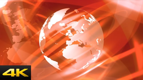 Rotating White Globe on Abstract Orange Light Trails Background