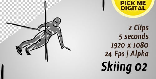 Skiing Sketch Animation with Alpha Channel