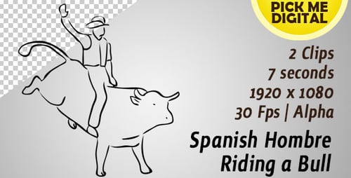 Spanish Hombre Riding a Bull