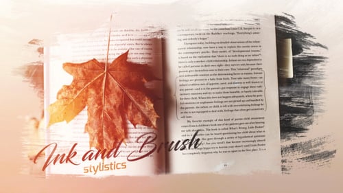 Pincel e tinta para apresentação de slides de fotos