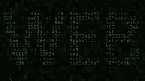 Green Hexadecimal Digital Data Stream Loop Background