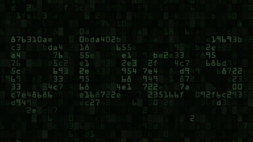 DDoS Caption on the Computer Screen Made of Text and Numeric Symbols