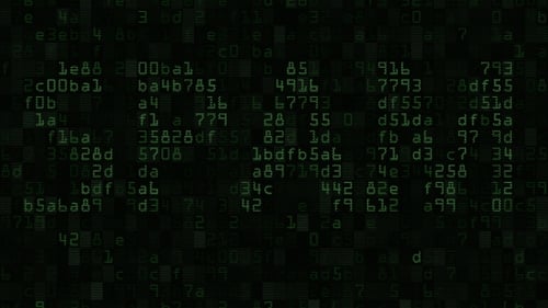 Légende de SPAM sur l'écran d'ordinateur composée de symboles textuels et numériques