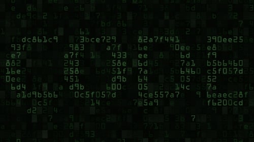 CODE Caption on the Computer Screen Made of Text and Numeric Symbols