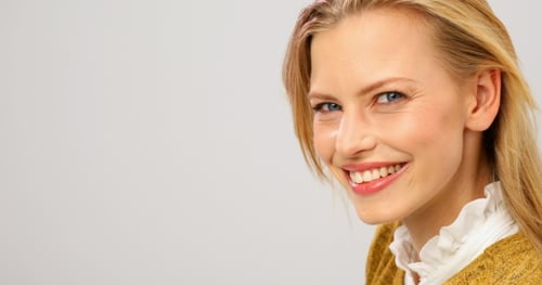 Smiling Blonde Woman Close Up Portrait