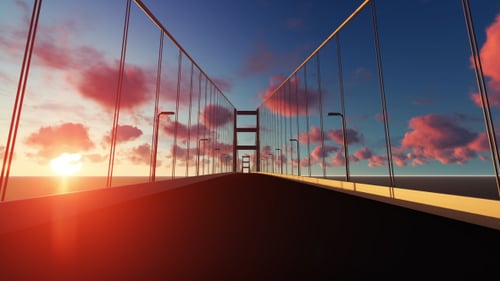 Sonnenuntergang über der Brücke