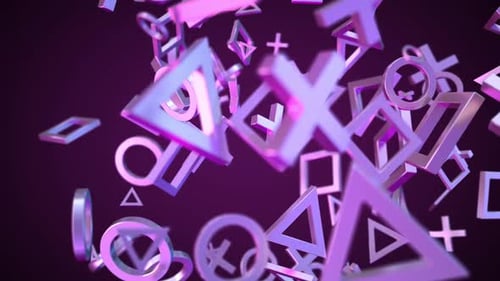 Abstract 3D Geometric Symbols Floating Background