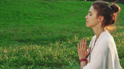 Girl Is Doing Yoga in a Peaceful Atmosphere