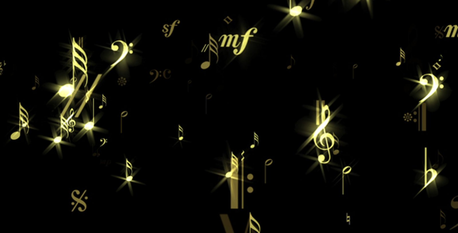 Animated Golden Musical Notes and Symbols with Shimmering Glow ...
