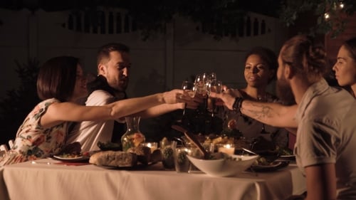 Friends Dining in Garden