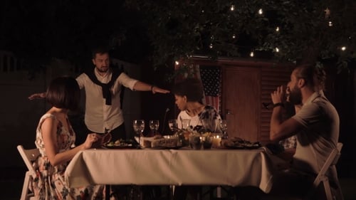 Friends Celebrate Together at Outdoor Dinner Party