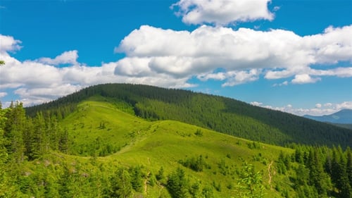 Mountain Landscape with a Fast Clouds and Shadows