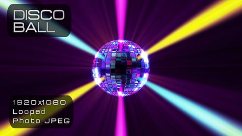 Vibrant Retro Disco Ball with Colorful Light Beams Loop