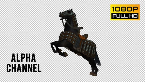 Dark Armored Horse Running 3D Animation Loop