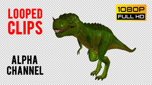 Green 3D Rendered Dinosaur Walking Animation