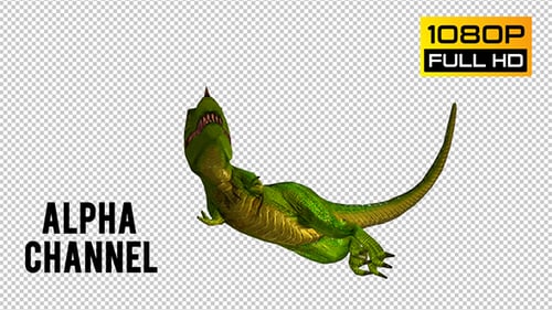 Green T-Rex Dinosaur Roaring Attacking Walking 3D Animation