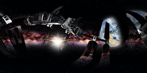 International Space Station Orbiting Earth in Virtual Reality