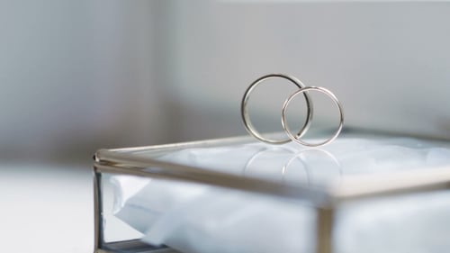 Wedding Rings in Glass Box