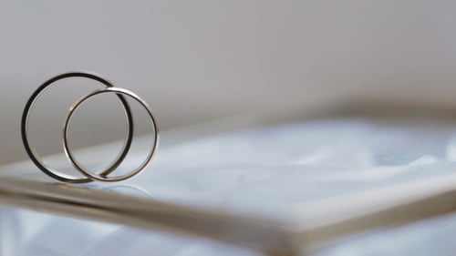 Close-Up of Wedding Rings on White
