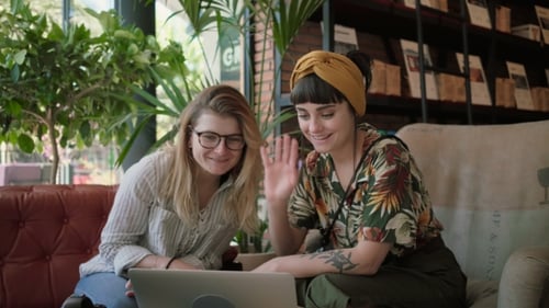 Business Presentation and Friend Talks in Cafe Shop