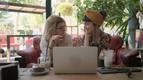 Business Presentation and Friend Talks in Cafe Shop