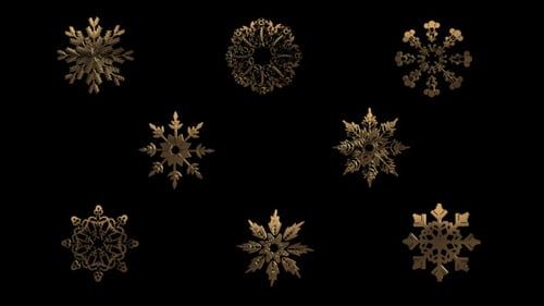 Golden 3D Snowflake Animations Pack for Christmas