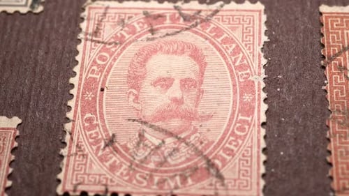 Antique Postage Stamps Detailed Close Up