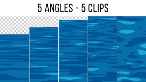 Flat Design Animated Water Surface Loops Pack with Alpha Channel