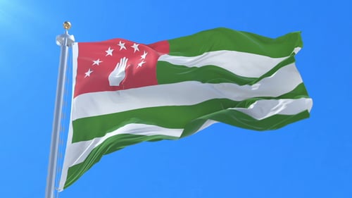 Abkhazia Flag Waving Seamlessly Against a Clear Blue Sky