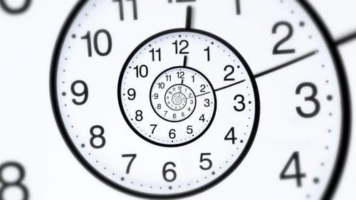 Hypnotic Spiral Clock Faces Tunneling Through Time