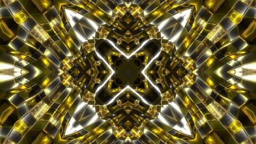 Glowing Gold Kaleidoscope Geometric Tunnel Motion Background