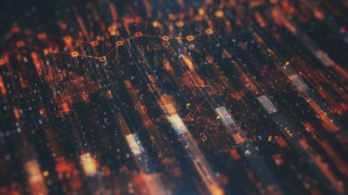 Fond technologique en boucle orange HD