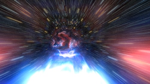 Futuristic Hyperspace Tunnel Animation with Cosmic Light Streaks