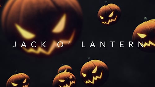 Animated Glowing Jack-o'-Lanterns Floating in Dark Background