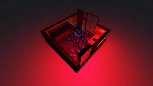 Animated Isometric Room with Dynamic Neon Illumination
