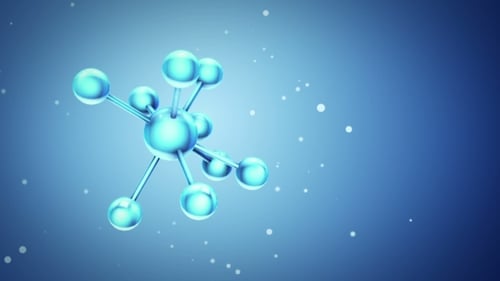 Animated 3D Molecule Structure Rotation with Floating Particles